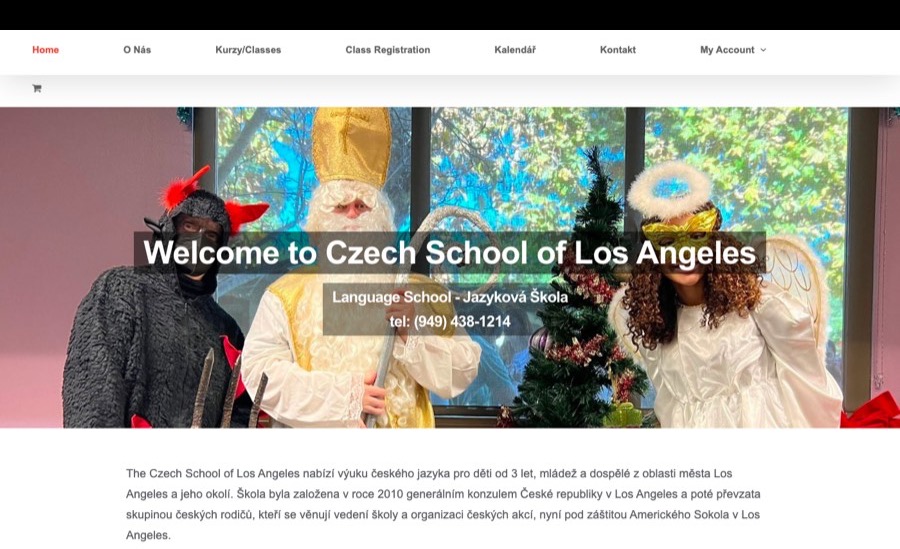 Home page of the Czech School of Los Angeles website