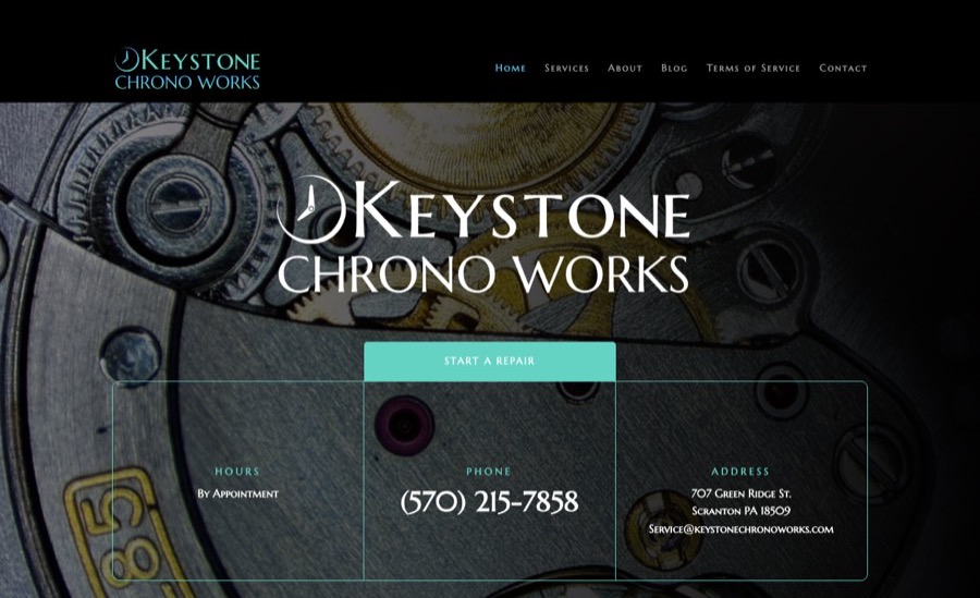 Home page of the Keystone Chrono Works website