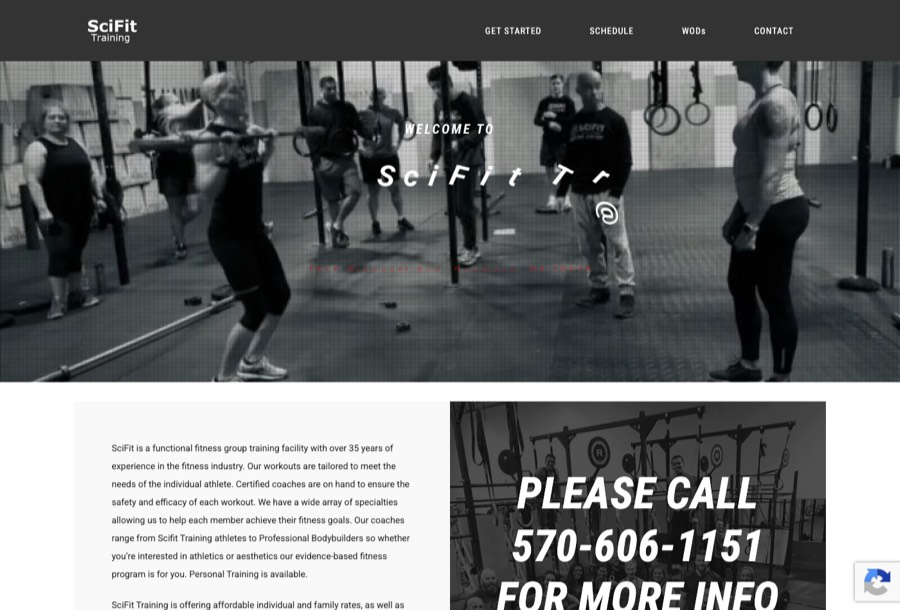 Home page of the SciFit Training website