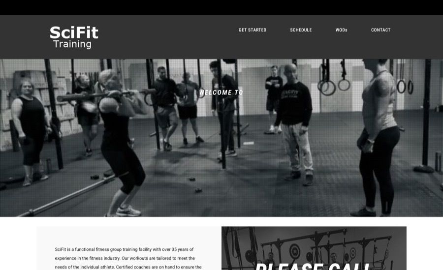 Home page of the SciFit Training website